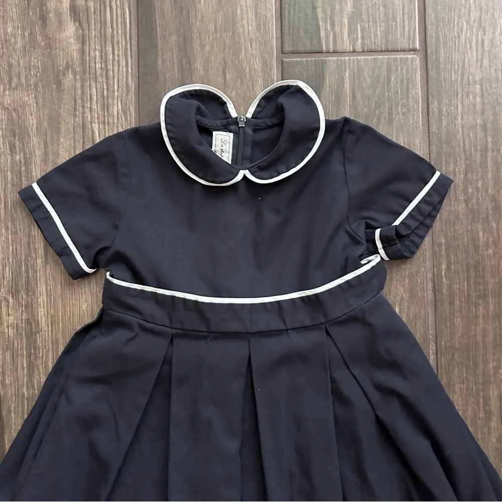 La Stupenderia Navy Blue Peter Pan Collar Girls Dress Sz 4